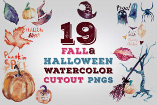 19 Fall and Halloween Watercolor Illustrations