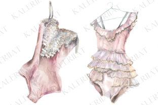 2 Watercolor Powder Pink Costumes Illustrations