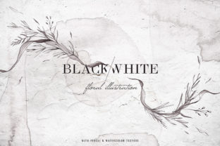 Black White Watercolor Floral Illustrations Review