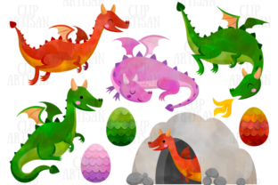 Dragon Clipart Watercolor Dragons Illustrations