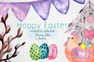 Easter Clipart, Chicks Watercolor, Eggs & Illustrations