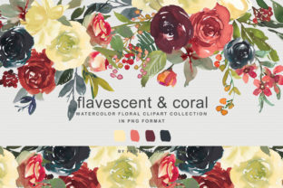 Flavescent Coral Watercolor Clipart Set & Illustrations
