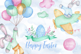 Happy Easter Watercolor Clipart & Illustrations