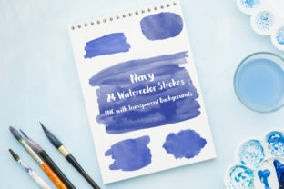Navy Blue Watercolor Strokes & Illustrations