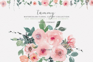 Pink Blush Watercolor Floral Clipart Set