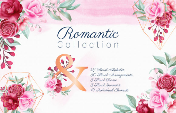 Romantic Watercolor Flowers Collection Illustrations