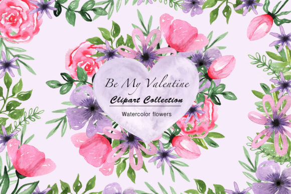 Valentine's Day Watercolor Clipart & Illustrations