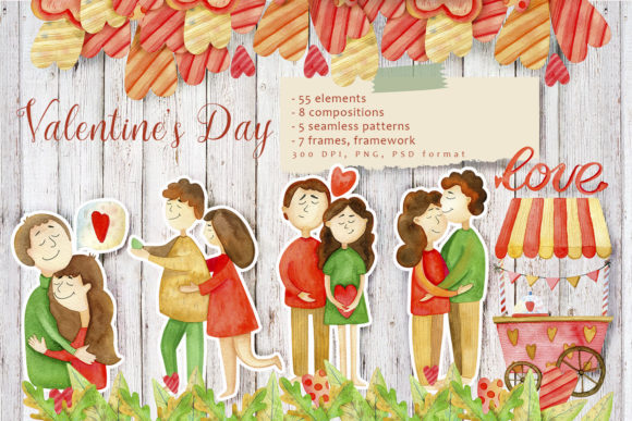 Valentines Day Watercolor Set Illustrations Review
