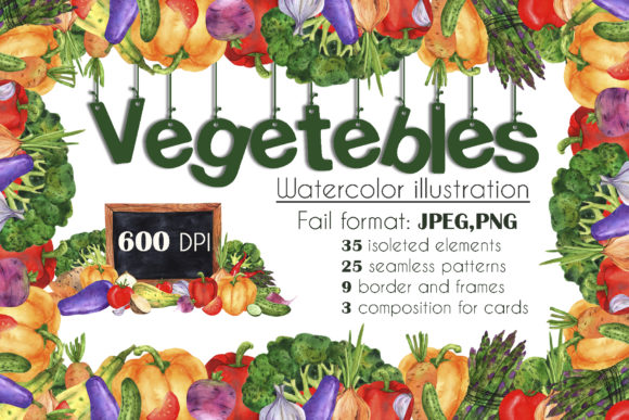 Vegetables Watercolor Set: Fresh Illustrations