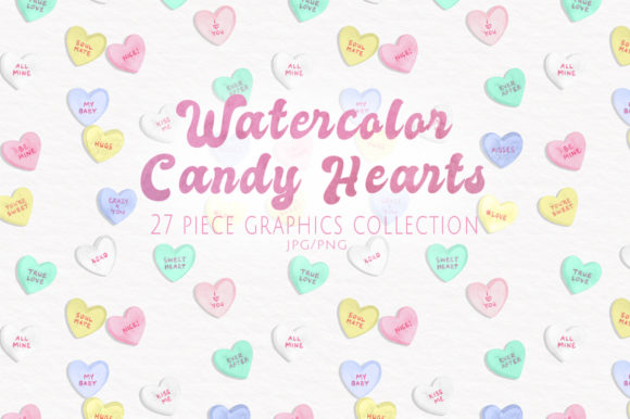 Watercolor Candy Hearts Set Illustrations Review