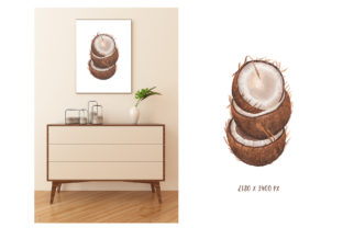 Watercolor Coconut Illustrations for Digital Sellers