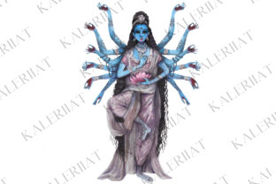 Watercolor India Goddess Kali Illustrations