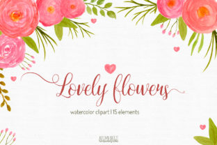 Watercolor Pink Flowers Clipart & Illustrations