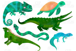 Watercolor Reptiles Clipart & Illustrations