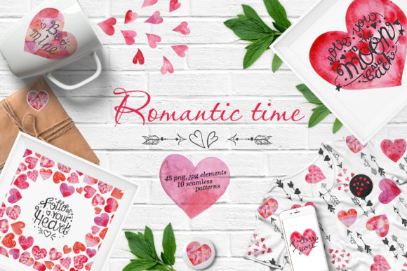 Watercolor Valentine's Day Set & Illustrations